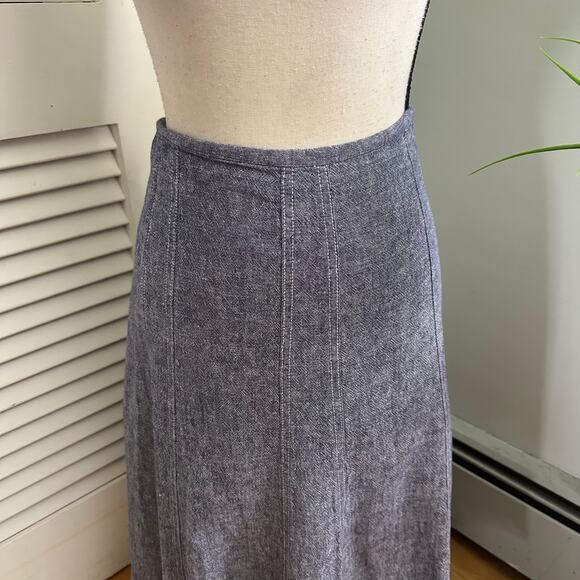 GILANI Skirt Womens 16 Blue Linen Blend Midi A-Line Minimalist Bohemian Chic - Picture 3 of 10